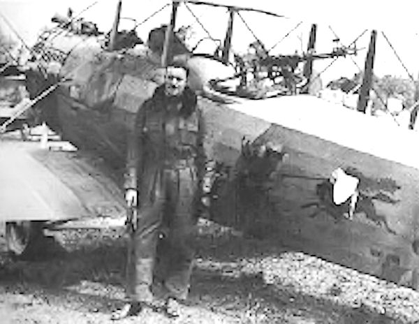 Major John N. Reynolds beside a 91st Aero Squadron Salmson 2A2